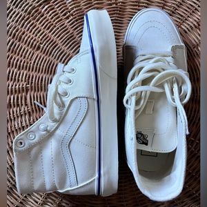 Vans White High-Top Sneakers with Blue Accent